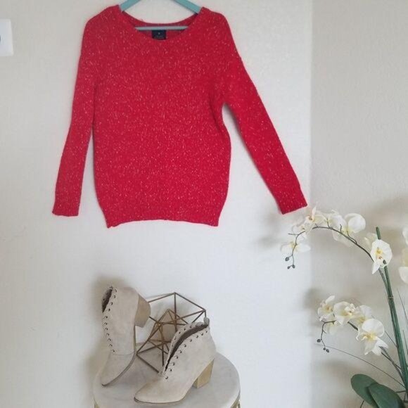 American Eagle Outfitters Vintage Boyfriend oversize Sweater Red w/ grey flex S - Picture 3 of 6